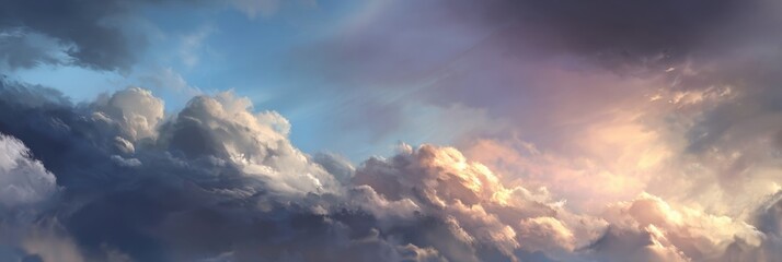 Obraz premium Majestic Clouds Under a Colorful Sky at Sunrise or Sunset
