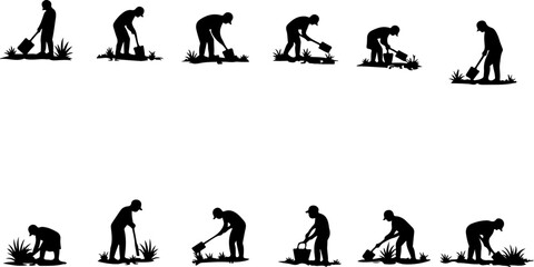 Silhouettes of People Walking and Biking" Vector bundle