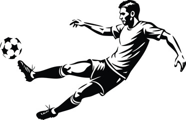 Dynamic Soccer Player in Mid-Kick Action