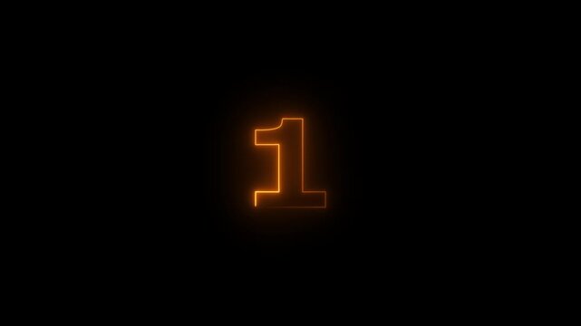 Glowing neon blue color 01 numbers countdown animation icon on black background.