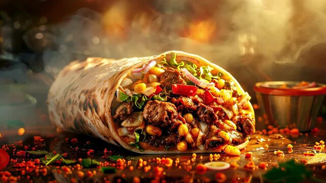 shawarma close-up. selective focus