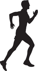 Runner Silhouette Vector | Jogging Running Man Woman Athlete Silhouette | Sports Fitness Clipart