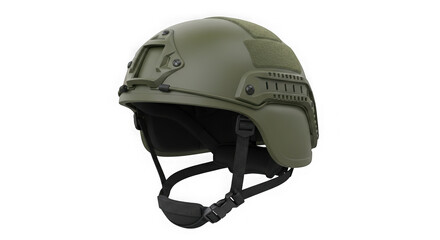 Naklejka premium Green tactical military helmet isolated on transparent background