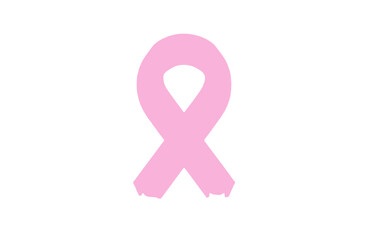 Pink brush-stroke ribbon on white promotes breast cancer awareness for posters, website design, or social media.
