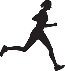 Runner Silhouette Vector | Jogging Running Man Woman Athlete Silhouette | Sports Fitness Clipart