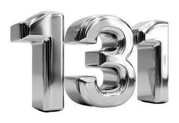Dynamic silver number 131 display modern exhibition digital gallery isolated on transparent background