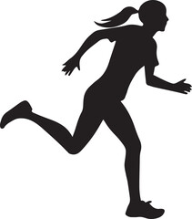 Runner Silhouette Vector | Jogging Running Man Woman Athlete Silhouette | Sports Fitness Clipart