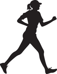 Runner Silhouette Vector | Jogging Running Man Woman Athlete Silhouette | Sports Fitness Clipart