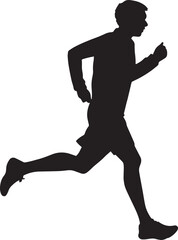 Runner Silhouette Vector | Jogging Running Man Woman Athlete Silhouette | Sports Fitness Clipart