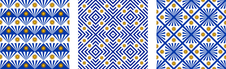 uruguay flag pattern set. geometric background collection for decoration. vector illustration