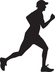 Runner Silhouette Vector | Jogging Running Man Woman Athlete Silhouette | Sports Fitness Clipart