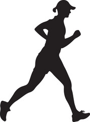 Runner Silhouette Vector | Jogging Running Man Woman Athlete Silhouette | Sports Fitness Clipart