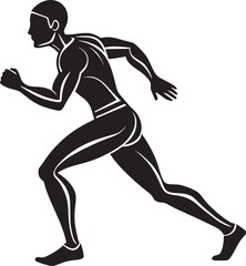Runner Silhouette Vector | Jogging Running Man Woman Athlete Silhouette | Sports Fitness Clipart