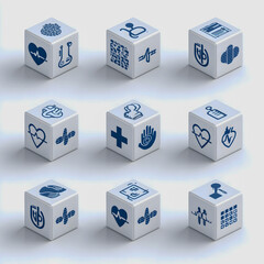 Health and Medicine Symbols on Cubes – Generative AI