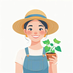 Urban Farming Woman Character Vector