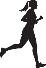 Runner Silhouette Vector | Jogging Running Man Woman Athlete Silhouette | Sports Fitness Clipart