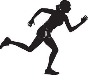 Runner Silhouette Vector | Jogging Running Man Woman Athlete Silhouette | Sports Fitness Clipart
