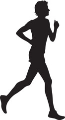 Runner Silhouette Vector | Jogging Running Man Woman Athlete Silhouette | Sports Fitness Clipart