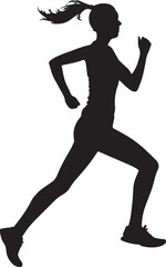 Runner Silhouette Vector | Jogging Running Man Woman Athlete Silhouette | Sports Fitness Clipart