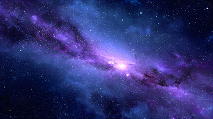 Fototapeta premium Ethereal Beauty in the Cosmos: A Stunning Blue and Purple Galaxy Illuminated with Celestial Mystique and Astounding Colors of the Deep Space Nebulae and Star Clusters