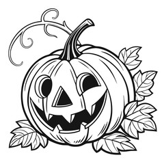 Grinning Jack-o'-Lantern Silhouette Isolated for Halloween Decoration