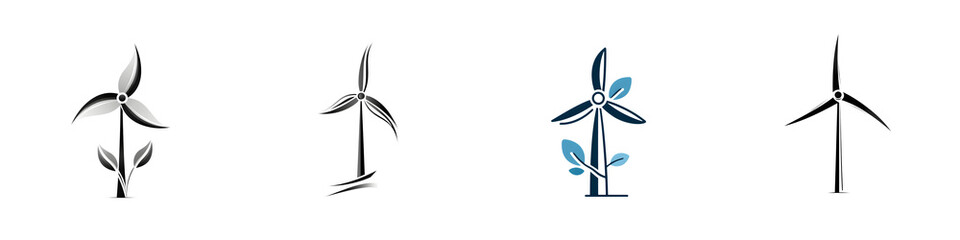Fototapeta premium Wind Turbine Collection - Sustainable Energy Icons