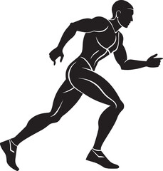 Runner Silhouette Vector | Jogging Running Man Woman Athlete Silhouette | Sports Fitness Clipart