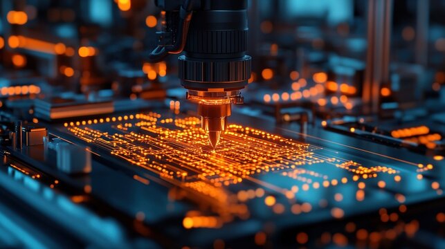 Close-up of instrument with scientific and technological intelligent manufacturing background, modern industrial digital design for dashboard UI, equipment manuals, technical reports, or smart factory