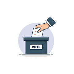 Hand Dropping Vote Card in Box Vector Illustration. Vote Concept Design