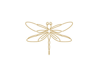 Naklejka premium Elegant Golden Dragonfly Illustration with Intricate Wing Design on a Clean White Background Symbolizing Transformation and Graceful Flight