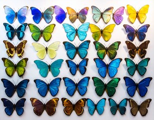 Colorful Decorative Glass Butterflies Showcased on Minimal White Background