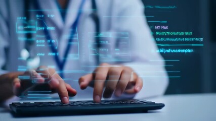 Doctor's Digital Diagnosis: Futuristic Medical Tech & Data Analysis - Powered by Adobe