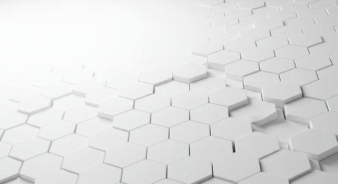 Dynamic White Hexagonal Prism Surface with Bright Gradient Fade - Powered by Adobe