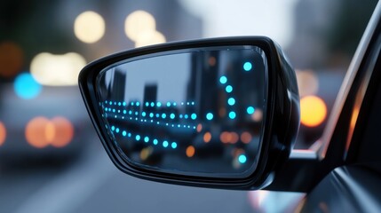 Modern car side mirror with digital display