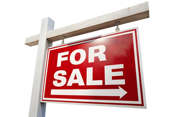 For sale sign isolated on transparent background advertising real estate property for house home market and investment opportunity