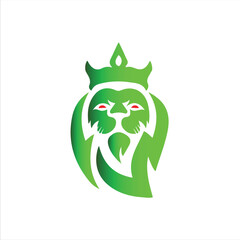 Green lion with crown logo isolated on white background
