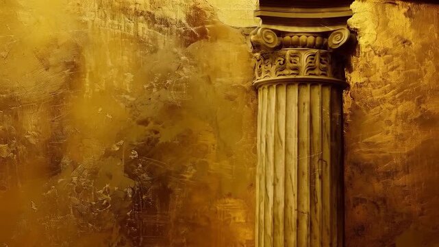 Classic architecture with columns and textured wall. Suitable for themes related to history and art.
