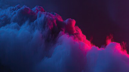 Fototapeta premium Abstract swirling cloud formations illuminated by vibrant neon colors.
