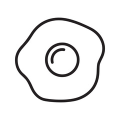 Obraz premium Fried egg line art icon, simple sunny side up breakfast food outline illustration. 
