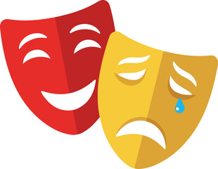 Theatrical Masks Emotion Flat Illustration