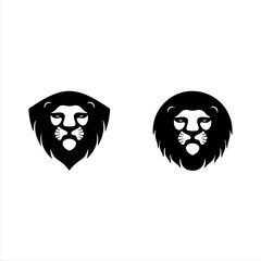 Two stylized lion head logos, one in a shield shape and the other in a circle, isolated on white background