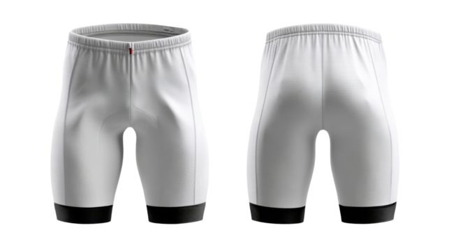 Cycling Shorts: A versatile pair of cycling shorts, perfect for both training sessions and competitive events, photographed from front and rear angles, offering a clear view of their design and form.