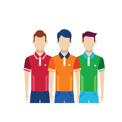 Stylish Young Men in Polo T-Shirts – Front View Vector