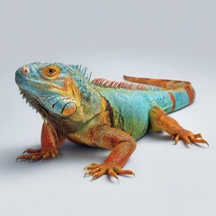 Obraz premium Colorful lizard on a smooth surface showcasing vibrant scales and textures