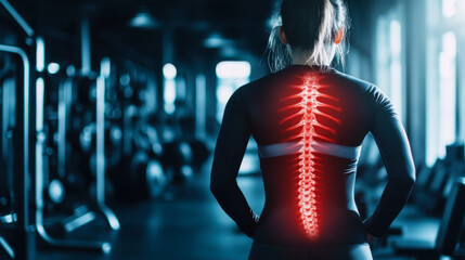 Dynamic posture correction exercise in a modern gym focusing on back health and spinal alignment during training