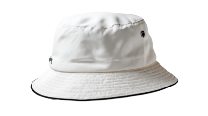 Pure White Bucket Hat: A pristine, high-angle shot of a minimalist white bucket hat, showcasing its classic design, clean lines, and casual aesthetic. Perfect for adding a touch of understated style.