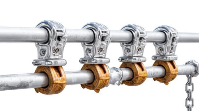 Metal Pipe Connectors: A detailed shot highlighting metal pipe connectors, showcasing their sturdy design and the way they securely fasten pipes.