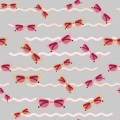 seamless pattern with sunglasses in pink and yellow frames