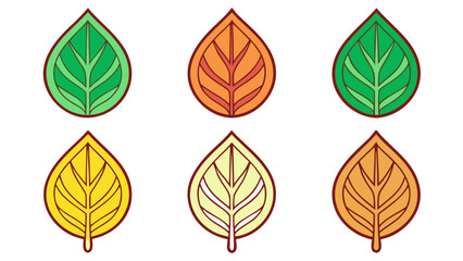 Obraz premium Set of six stylized leaf icons in various colors and gradients