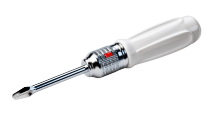 Precision in Every Turn: A high-angle shot showcases a pristine screwdriver, highlighting its sleek design and the promise of accuracy, inviting viewers to appreciate the tools craftsmanship.